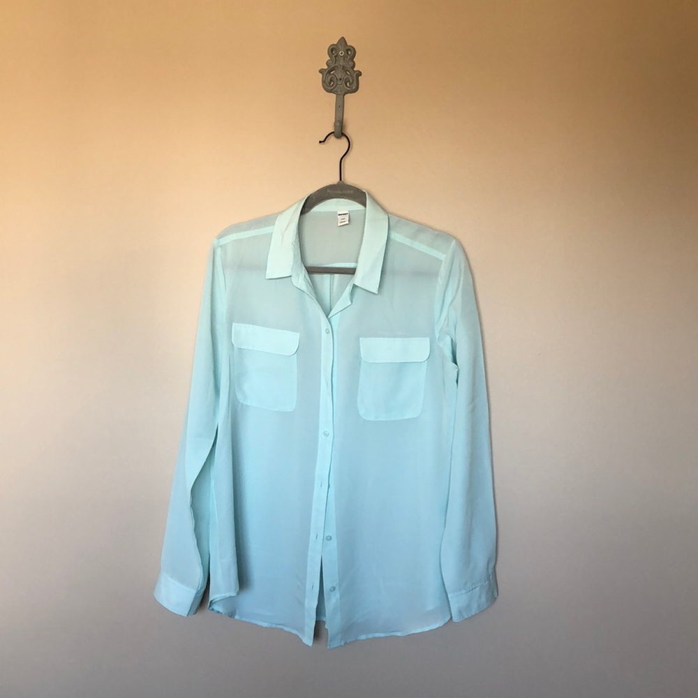 Mint green long sleeve blouse